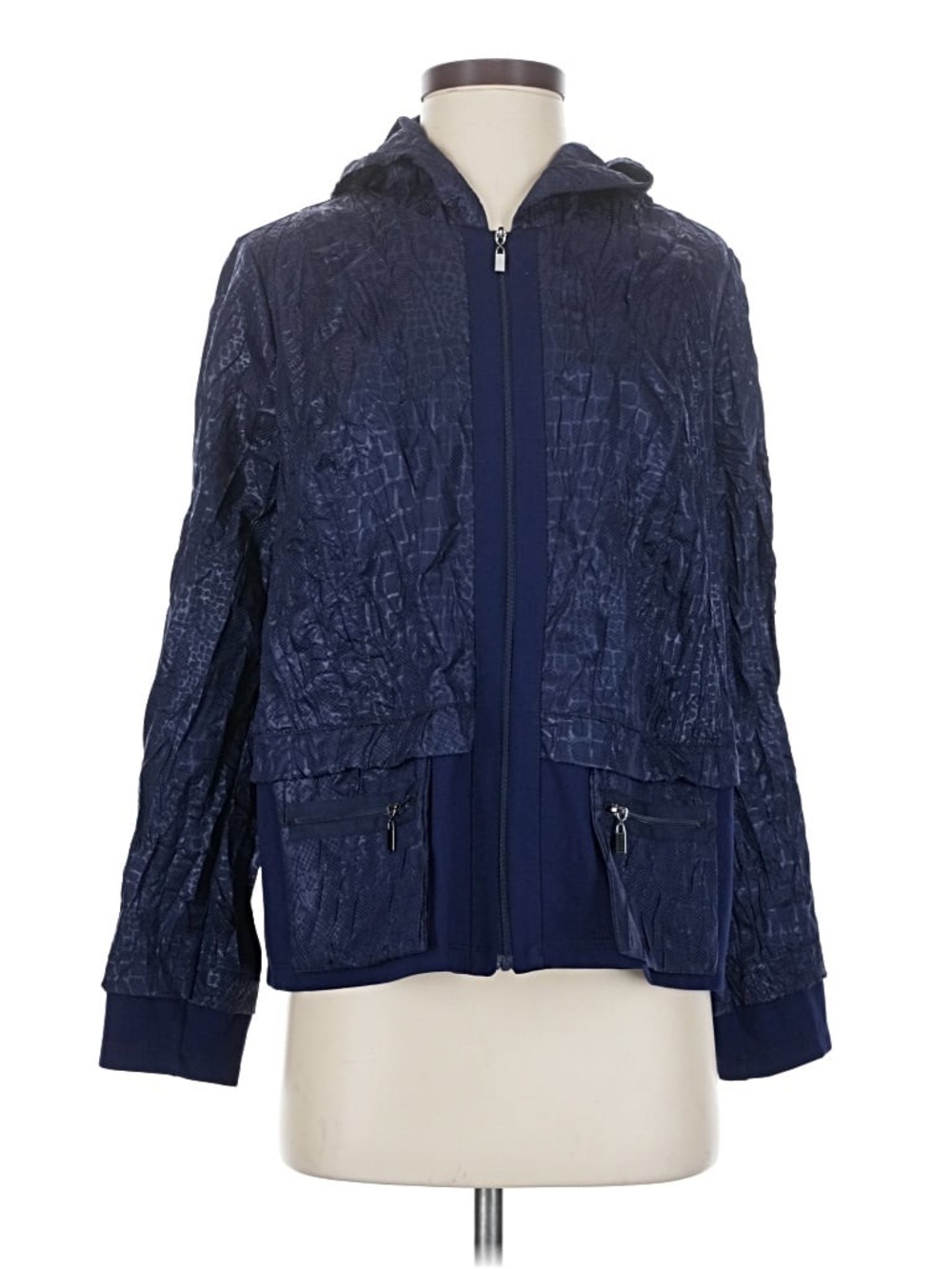 Picadilly Canada Navy Textured Hooded Jacket Size L